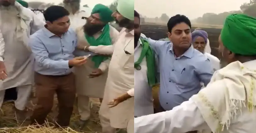 Bathinda farmers force Punjab PWD official to burn straw who went to stop Stubble burning; CM Mann reacts