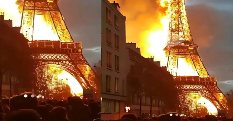 Paris' Eiffel Tower burns in flames? Viral Video & Pics cause global panic | Trending,Eiffel Tower,Eiffel Tower Burning- True Scoop