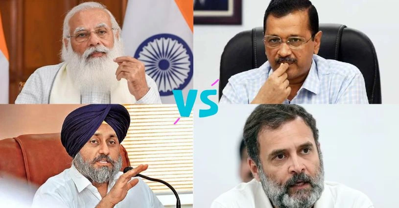 PM Narendra Modi BJP, Arvind Kejriwal AAP, Rahul Gandhi Congress, Sukhbir Badal SAD, Lok Sabha Elections Punjab, Punjab Lok Sabha Seats