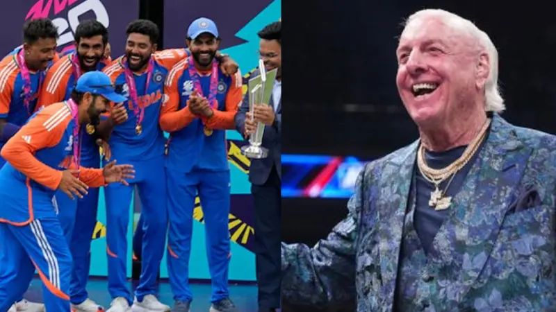 India, Trending, USA, Ric Flair, Ric Flair Rohit Sharma, Ric Flair reaction, Ric Flair Reaction Rohit Sharma Walk, Ric Flair Rohit Sharma Walk t20 World Cup 2024, T20 World Cup 2024 Ric Flair Reaction- True Scoop