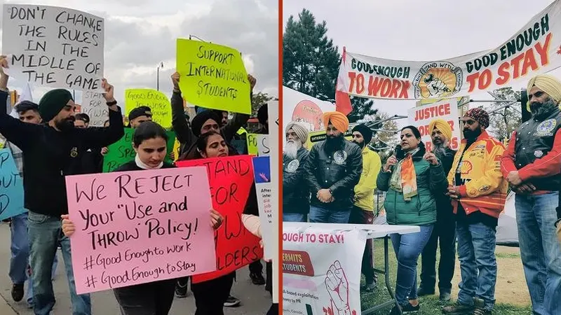 Punjab, India, Punjabi students protest Canada, Good Enough to work Good enough to stay protest, Canada Students Protest, Canada Indians Work Permit, Justin Trudeau Indians Work Permit Protest- True Scoop