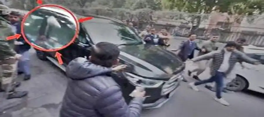 AAP alleges, Kejriwal car attack, bricks stones, BJP blame, AAP accusations, Kejriwal vehicle attack, Delhi politics, political violence, AAP BJP clash, Kejriwal security concerns- True Scoop