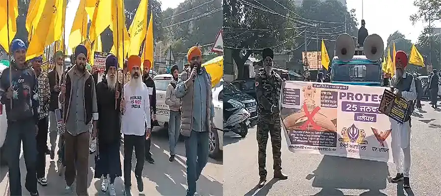 Pro-Khalistan slogans, Khalistan Slogan Jalandhar, Jalandhar Pro Khalistan March, Khalusran Slogan Jalandhar Republic Day, Dal Khalsa Jalandhar Republic Day, Punjab- True Scoop