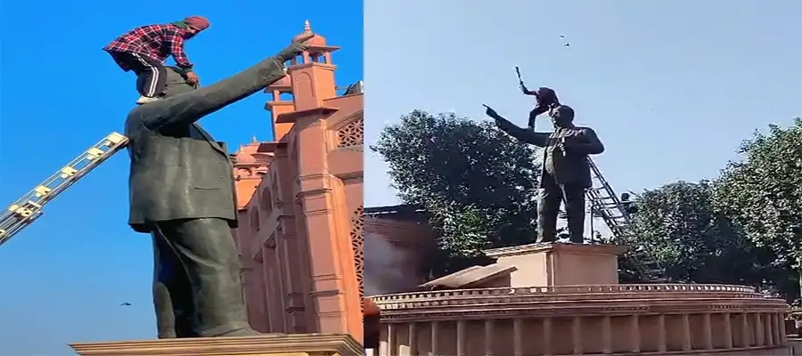 Ambedkar Statue Amritsar, Amritsar Ambedkar Statue Video, Ambedkar Statue Heritage Street Amritsar, Ambedkar Statue Republic Day Amritsar, Ambedkar Statue Vandalised Amritsar, Amritsar Bandh Today, Amritsar Bandh January 27, Punjab- True Scoop