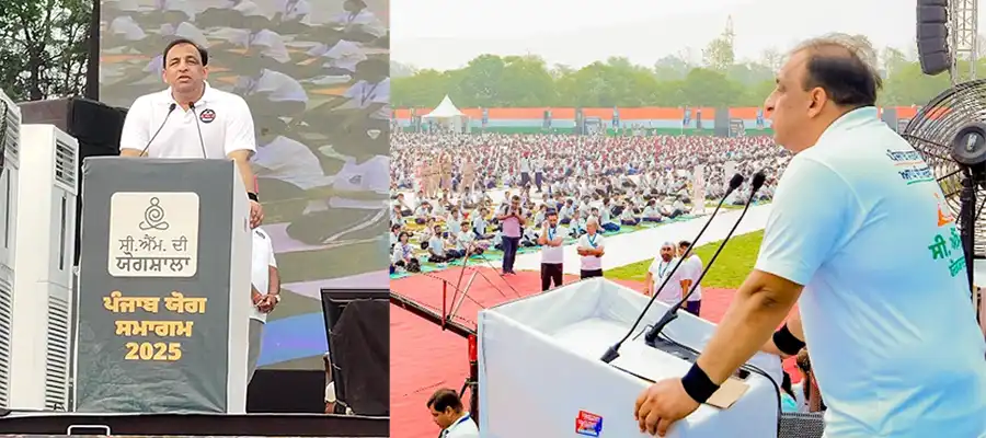 CM di Yogshala, Yoga event in Jalandhar, Punjab Health Minister Dr. Balbir Singh, Nitin Kohli AAP leader, Daily yoga classes in Punjab, Jalandhar PAP Ground Yoga Event, Punjab- True Scoop