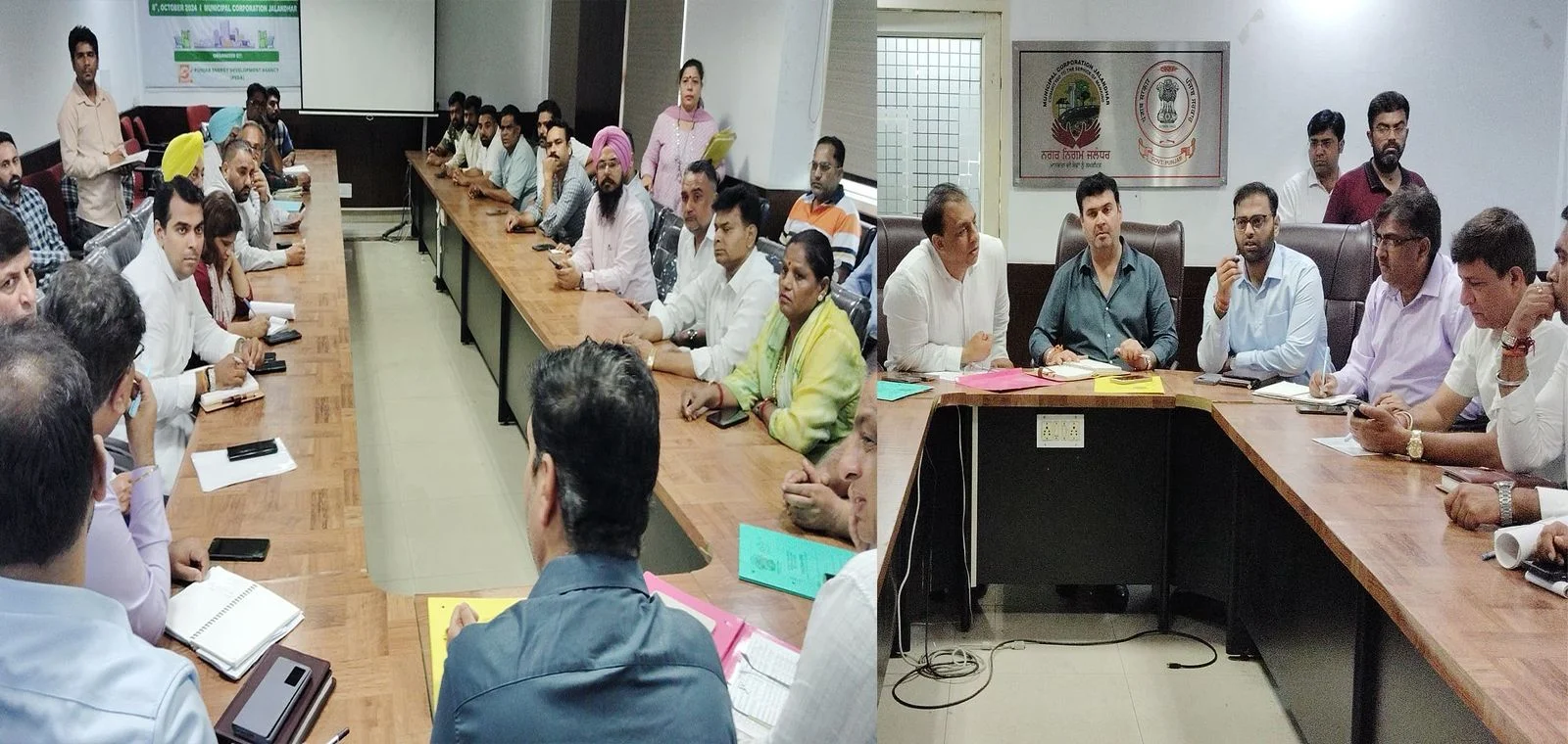 Aam Aadmi Party, Nitin Kohli, Central Halka Incharge, civic services, local governance, Municipal Corporation Jalandhar, Vaneet Dhir, Balbir Singh, Gautam Jain, ward in-charges, block presidents, public grievances, delayed projects, construction work, civic infrastructure, result-oriented meeting, city development, public representatives, ward-level issues, civic maintenance, Jalandhar development, high-level meeting, AAP leadership, municipal officers, pending works- True Scoop