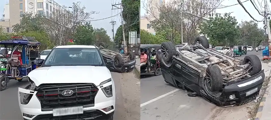 Guru Nanak Mission Chowk, Jalamdhar Guru Nanak Mission Chowk, Accident Guru Nanak Mission Chowk, Guru Nanak Mission Chowk Accident, Scorpio Creta Accident Guru Nanak Mission Chowk, Punjab- True Scoop