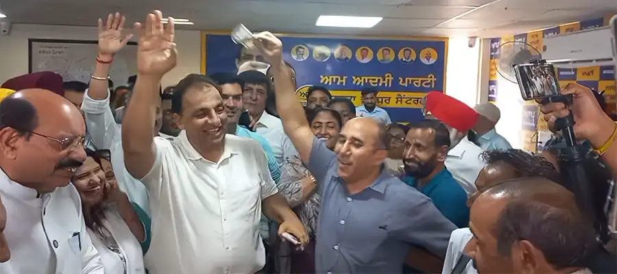 Nitin Kohli celebration Ludhiana West Byelection, Ludhiana West Byelection, Nitin Kohli Reaction, Nitin Kohli Reaction Ludhiana Byelection, Mohinder Bhagat Ludhiana Byelection, Punjab- True Scoop
